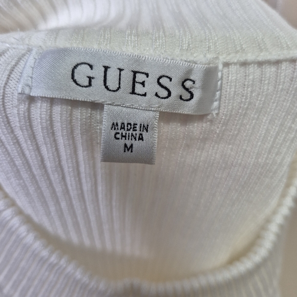 Guess Rhinestone Heart Cutout Ribbed Bodysuit Size M - Picture 9 of 12